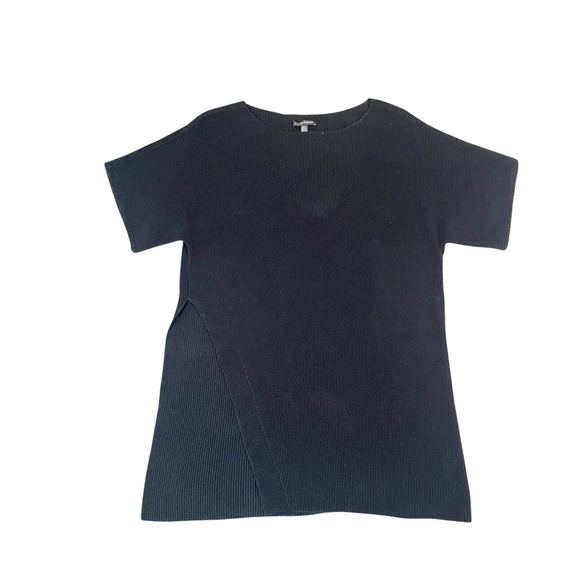 Eileen Fisher Black Organic Cotton Blend Tunic Sweater SZ Med Side Split - Picture 6 of 11